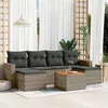 Image de vidaXL Salon de jardin avec coussins 7 pcs gris résine tressée