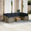 Image de Vidaxl Salon De Jardin 10 Pcs Avec Coussins Gris RÃ©sine TressÃ©e