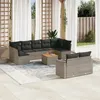 Image de Vidaxl Salon De Jardin Avec Coussins 10 Pcs Gris RÃ©sine TressÃ©e