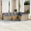 Image de vidaXL Salon de jardin et coussins 10 pcs mélange beige résine tressée