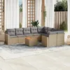 Image de Vidaxl Salon De Jardin Et Coussins 10 Pcs MÃ©lange Beige RÃ©sine TressÃ©e