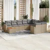 Image de Vidaxl Salon De Jardin Et Coussins 10 Pcs MÃ©lange Beige RÃ©sine TressÃ©e
