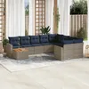 Image de Vidaxl Salon De Jardin 10 Pcs Avec Coussins Gris RÃ©sine TressÃ©e