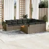 Image de vidaXL Salon de jardin 11 pcs avec coussins gris résine tressée