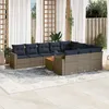 Image de Vidaxl Salon De Jardin 11 Pcs Avec Coussins Gris RÃ©sine TressÃ©e