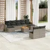 Image de vidaXL Salon de jardin avec coussins 10 pcs gris résine tressée