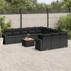 Image de Vidaxl Salon De Jardin 12 Pcs Avec Coussins Noir RÃ©sine TressÃ©e