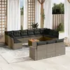 Image de vidaXL Salon de jardin avec coussins 14 pcs gris résine tressée3256697