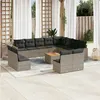 Image de vidaXL Salon de jardin avec coussins 13 pcs gris résine tressée