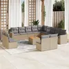 Image de vidaXL Salon de jardin et coussins 14 pcs mélange beige résine tressée
