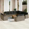 Image de Vidaxl Salon De Jardin Avec Coussins 14 Pcs Gris RÃ©sine TressÃ©e