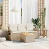 Image de vidaXL Salon de jardin avec coussins 4 pcs beige résine tressée