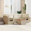 Image de Vidaxl Salon De Jardin Avec Coussins 7 Pcs Beige RÃ©sine TressÃ©e
