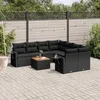 Image de Vidaxl Salon De Jardin 9 Pcs Avec Coussins Noir RÃ©sine TressÃ©e