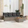 Image de Vidaxl Salon De Jardin 6 Pcs Avec Coussins Gris RÃ©sine TressÃ©e