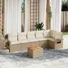 Image de Vidaxl Salon De Jardin Avec Coussins 7 Pcs Beige RÃ©sine TressÃ©e