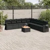 Image de Vidaxl Salon De Jardin 10 Pcs Avec Coussins Noir RÃ©sine TressÃ©e