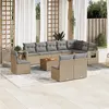 Image de vidaXL Salon de jardin et coussins 11 pcs mélange beige résine tressée
