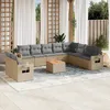 Image de vidaXL Vidaxl Salon De Jardin Et Coussins 11 Pcs Mélange Beige Résine Tressée