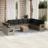 Image de vidaXL Salon de jardin 11 pcs avec coussins gris résine tressée3256970