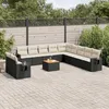Image de Vidaxl Salon De Jardin 12 Pcs Avec Coussins Noir RÃ©sine TressÃ©e
