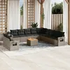 Image de Vidaxl Salon De Jardin Avec Coussins 12 Pcs Gris RÃ©sine TressÃ©e
