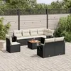 Image de vidaXL Salon de jardin 9 pcs avec coussins noir résine tressée