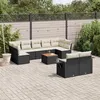 Image de vidaXL Salon de jardin 10 pcs avec coussins noir résine tressée
