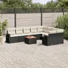 Image de vidaXL Salon de jardin 10 pcs avec coussins noir résine tressée