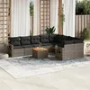 Image de vidaXL Salon de jardin avec coussins 10 pcs gris résine tressée