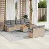 Image de Vidaxl Salon De Jardin Et Coussins 10 Pcs MÃ©lange Beige RÃ©sine TressÃ©e