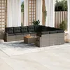 Image de Vidaxl Salon De Jardin Avec Coussins 12 Pcs Gris RÃ©sine TressÃ©e
