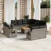 Image de vidaXL Salon de jardin avec coussins 12 pcs gris résine tressée
