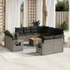 Image de Vidaxl Salon De Jardin Avec Coussins 12 Pcs Gris RÃ©sine TressÃ©e
