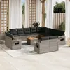 Image de Vidaxl Salon De Jardin Avec Coussins 14 Pcs Gris RÃ©sine TressÃ©e