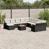 Image de Vidaxl Salon De Jardin 12 Pcs Avec Coussins Noir RÃ©sine TressÃ©e
