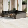 Image de vidaXL Salon de jardin avec coussins 13 pcs gris résine tressée3257201