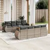 Image de vidaXL Salon de jardin 9 pcs avec coussins gris résine tressée