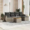 Image de vidaXL Salon de jardin 6 pcs avec coussins gris résine tressée