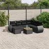 Image de vidaXL Salon de jardin 8 pcs avec coussins noir résine tressée