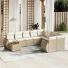 Image de vidaXL Salon de jardin avec coussins 10 pcs beige résine tressée