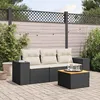 Image de Vidaxl Salon De Jardin 4 Pcs Avec Coussins Noir RÃ©sine TressÃ©e
