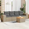 Image de Vidaxl Salon De Jardin Avec Coussins 5 Pcs Beige RÃ©sine TressÃ©e