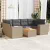 Image de Vidaxl Salon De Jardin Avec Coussins 7 Pcs Beige RÃ©sine TressÃ©e