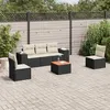 Image de vidaXL Salon de jardin 6 pcs avec coussins noir résine tressée