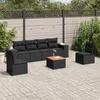 Image de Vidaxl Salon De Jardin 7 Pcs Avec Coussins Noir RÃ©sine TressÃ©e
