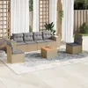 Image de Vidaxl Salon De Jardin Avec Coussins 7 Pcs Beige RÃ©sine TressÃ©e