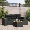 Image de Vidaxl Salon De Jardin 5 Pcs Avec Coussins Noir RÃ©sine TressÃ©e