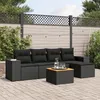 Image de Vidaxl Salon De Jardin 6 Pcs Avec Coussins Noir RÃ©sine TressÃ©e