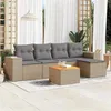 Image de vidaXL Salon de jardin avec coussins 6 pcs beige résine tressée